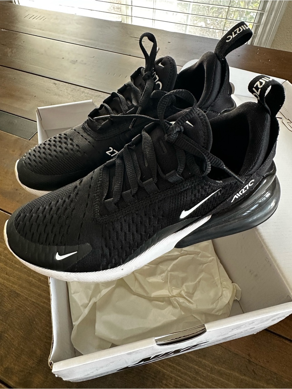 Nike Black and White Air Max 270 Running Shoes - Picture 2 of 8